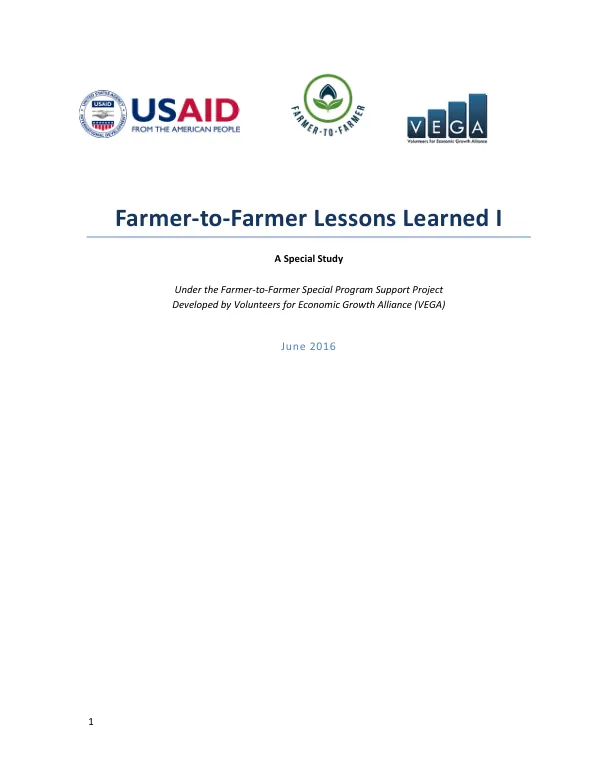 Farmer-to-Farmer Lessons Learned I: A Special Study