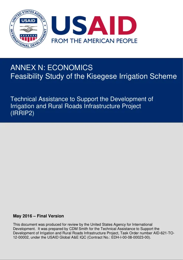 Feasibility Study of the Kisegese Irrigation Scheme