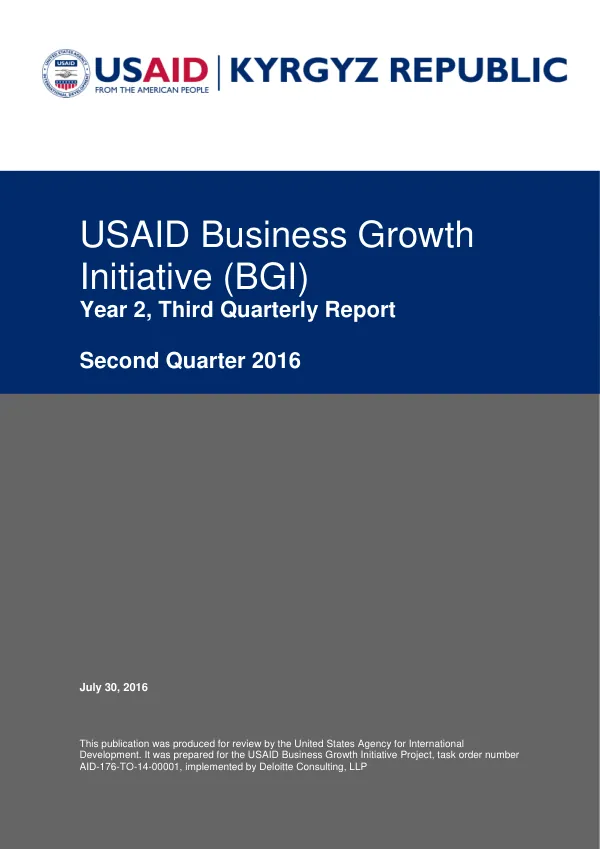 USAID Business Growth Initiative (BGI) Year 2, Third Quarterly Report