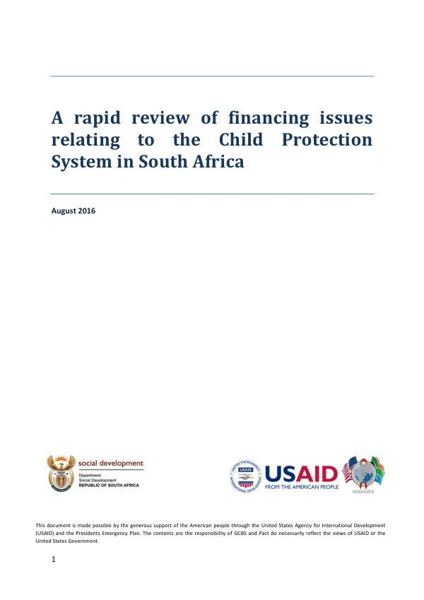 Financing the Child Protection System in South Africa Final 14Oct16 with logos