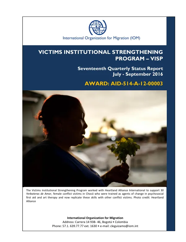Seventeenth Quarterly Status Report: Victims Institutional Strengthening Program