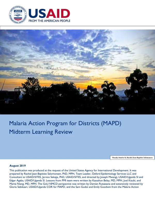 Malaria action program for districts (MAPD) : midterm learning review