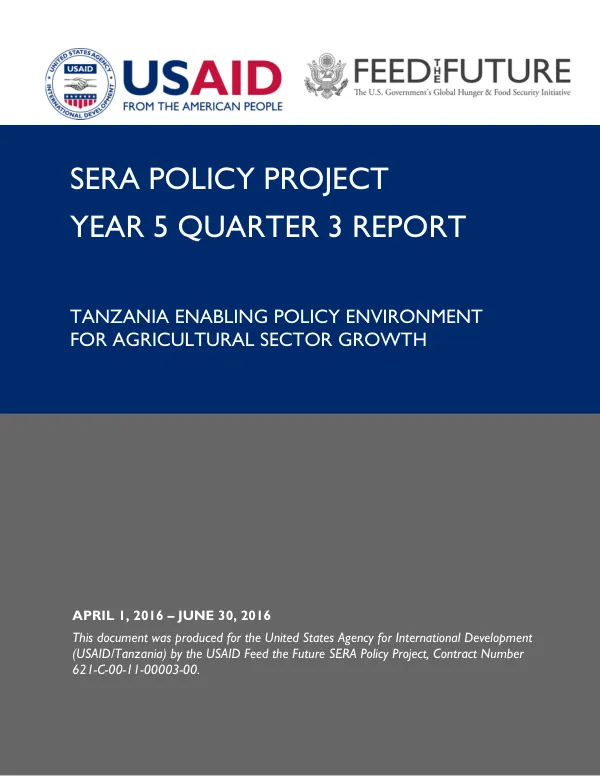 SERA Year 5 Quarter 3 Report, April 1, 2016 – June 30, 2016