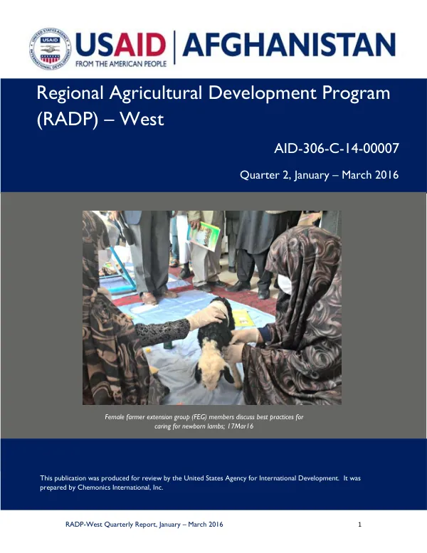 RADP-West Quarterly Report, January – March 2016