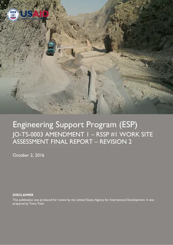 Engineering Support Program (ESP) JO-TS-0003 AMENDMENT 1 – RSSP #1 WORK SITE ASSESSMENT FINAL REPORT – REVISION 2