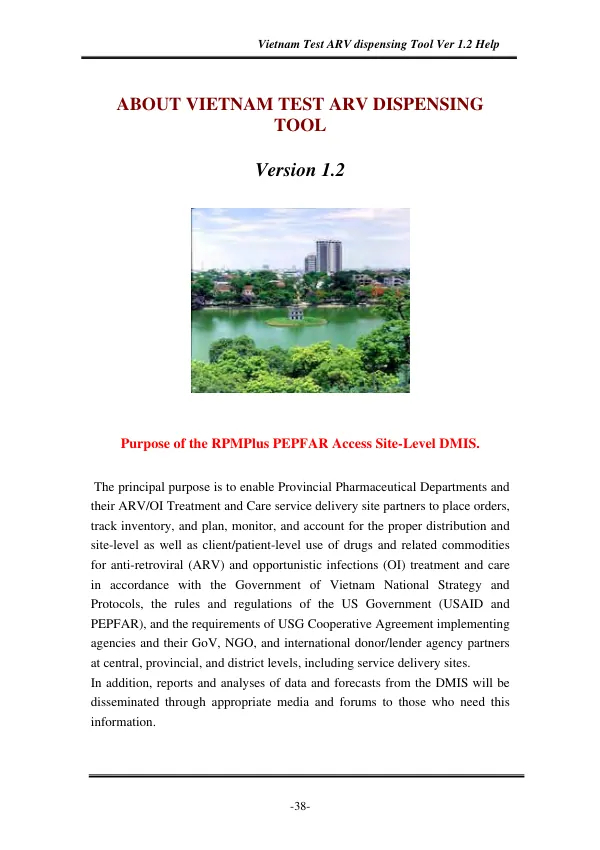 Vietnam Test ARV Dispensing Tool Ver 1.2 Help