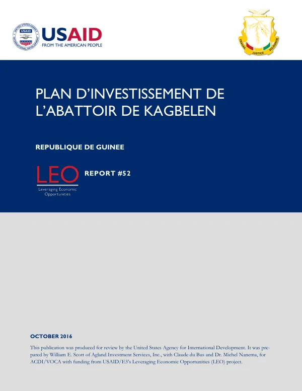 Plan d'Investissement de l'Abattoir de Kagbelen