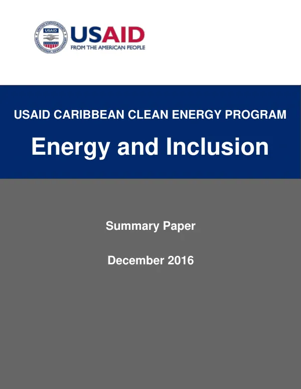USAID Caribbean Clean Energy Program: Energy and Inclusion Summary Paper