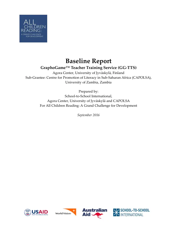 Baseline Report: GraphoGame™ Teacher Training Service (GG-TTS)