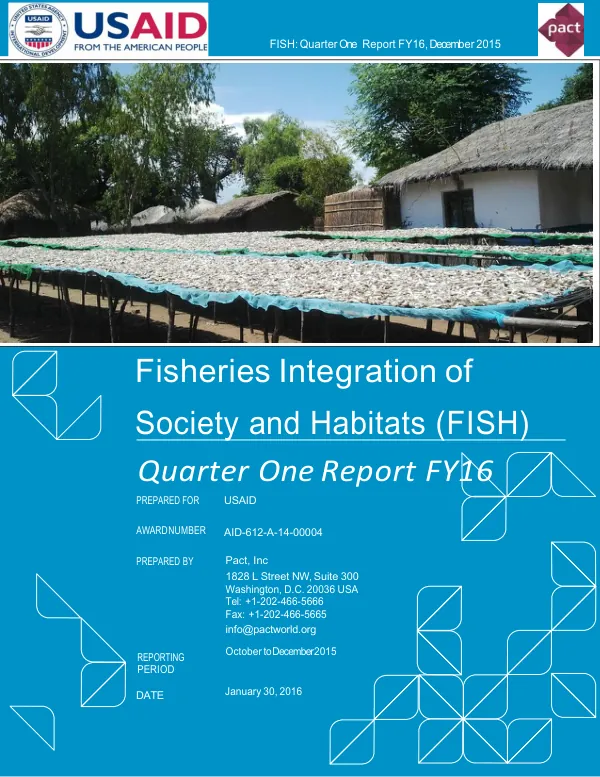 Fisheries Integration of Society and Habitats (FISH) Quarter One Report FY16