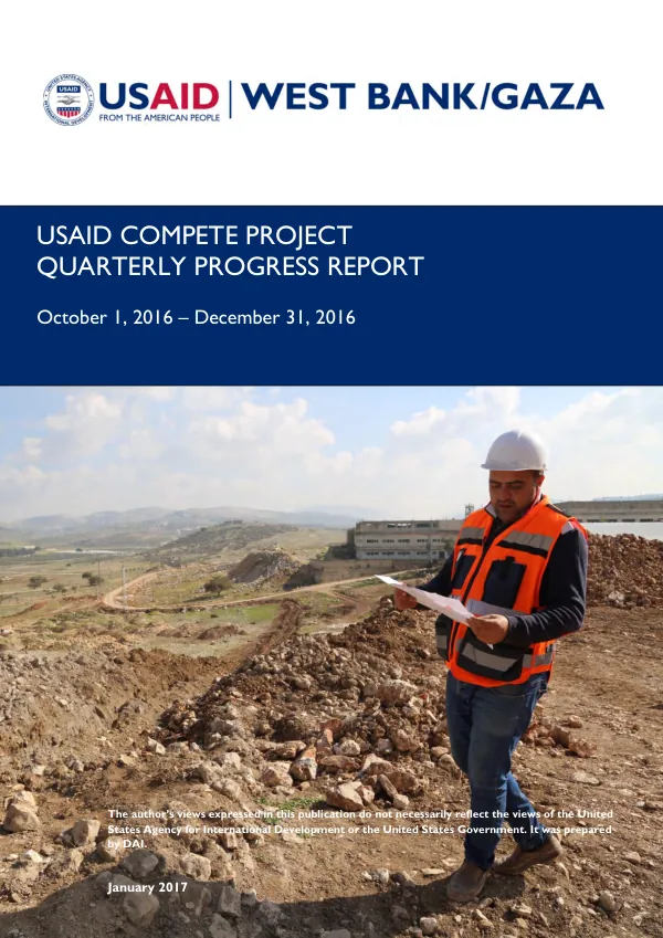 USAID COMPETE QUARTERLY REPORT, OCTOBER 1 – DECEMBER 31, 2016