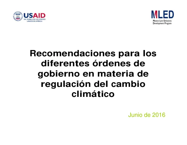 Recomendaciones para los diferentes órdenes de gobierno en materia de regulación del cambio climático