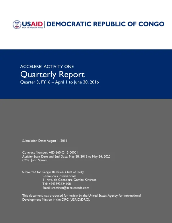 ACCELERE! Activity One Quarterly Report FY16 Q3