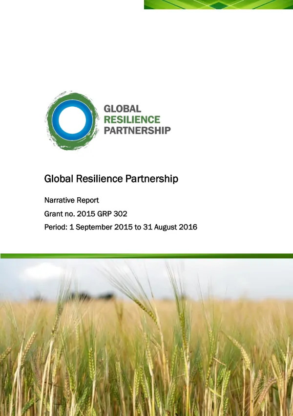 Global Resilience Partnership Narrative Report 2015-2016