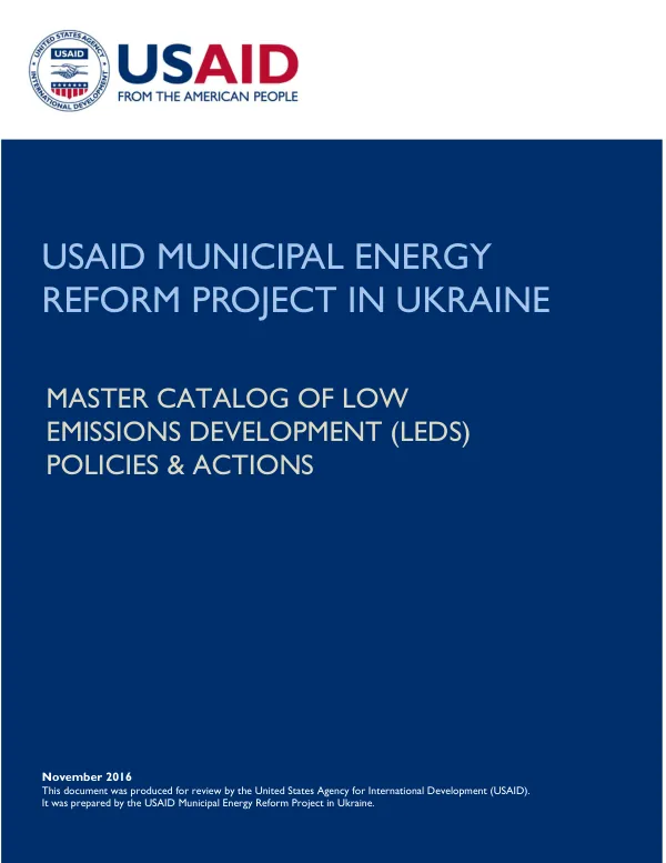 Master Catalog of Low Emissions Development (LEDS) Policies & Actions