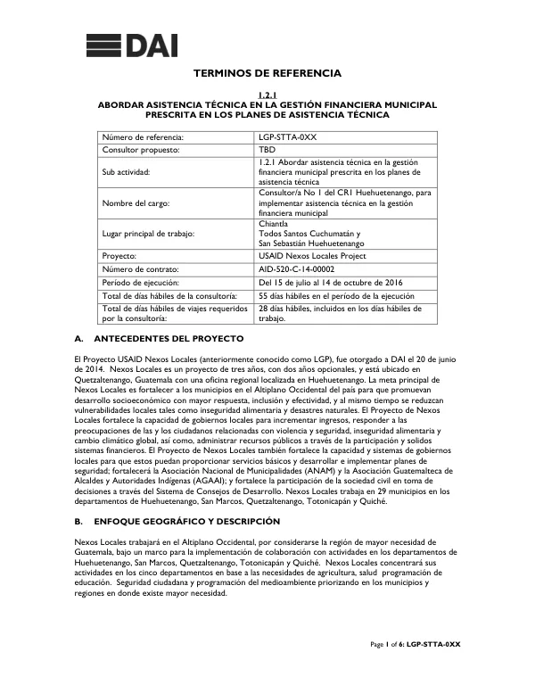 Final Report: USAID Nexos Locales Project