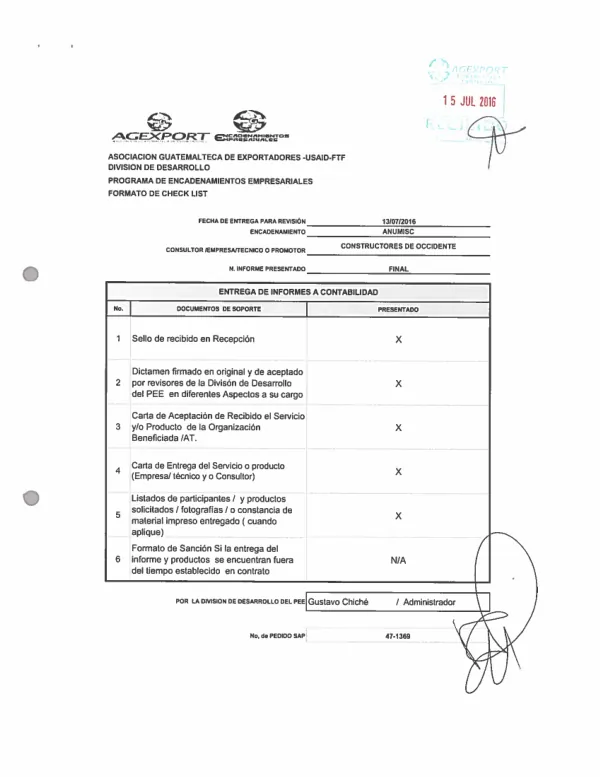 Implementación de 1 centro de recepción de productos para el manejo post-cosecha en ANUMISC. RVCP/AGEXPORT