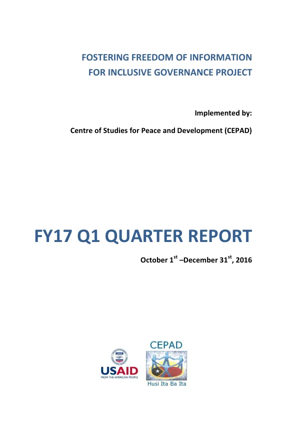 Fostering Freedom of Information for Inclusive Governance Project - 5th Quarter Report