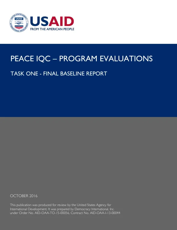 PEACE Program Evaluations – Final Baseline Report