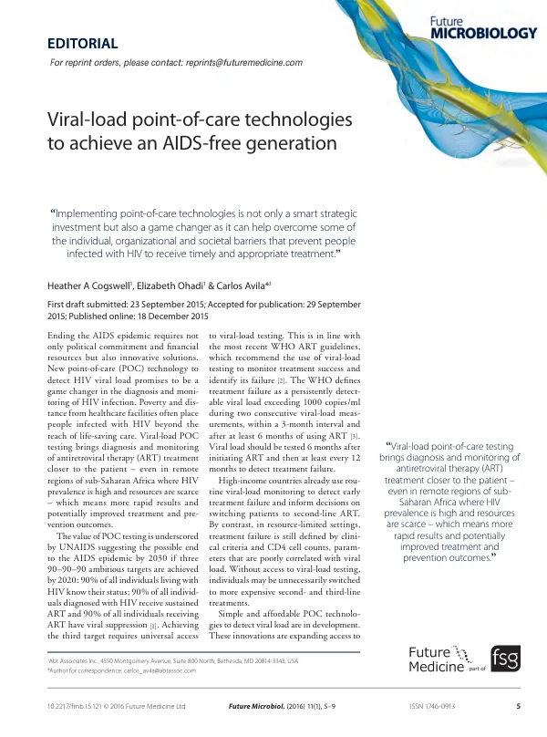 Viral-load point-of-care technologies to achieve an AIDS-free generation