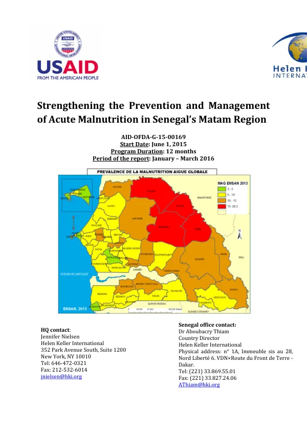 Strengthening the Prevention and Management of Acute Malnutrition in Senegal’s Matam Region