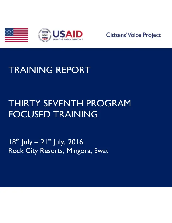 Training Report: Thirty-Seventh Program Focused Training