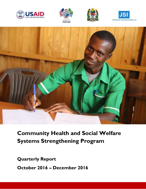 Community Health and Social Welfare Systems Strengthening Program (CHSSP) PY3 QR 1 Report