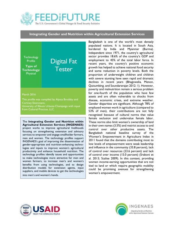 Integrating Gender and Nutrition within Agricultural Extension Services