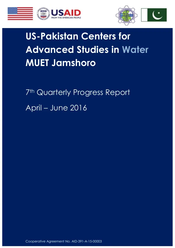 7th Quarterly Progress Report (Oct – Dec 2016)
