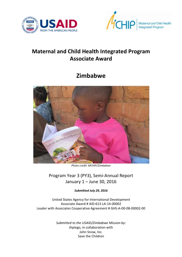 Semi-Annual Report: Maternal and Child Health Integrated Program/Zimbabwe Associate Award