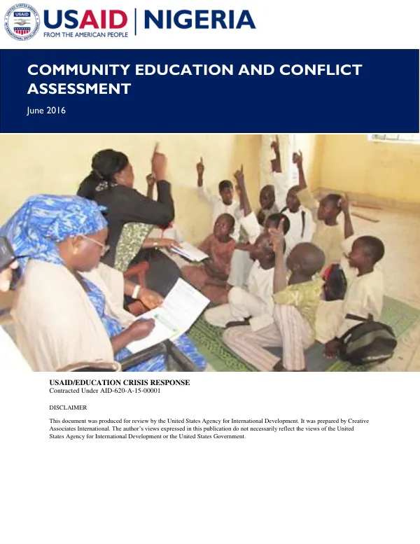 Community Education and Conflict Assessment - June 2016