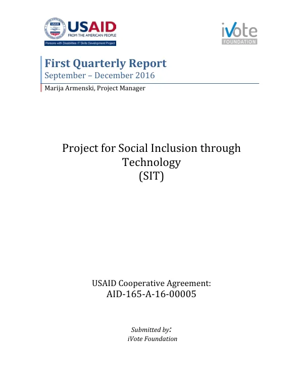 First Quarterly Report