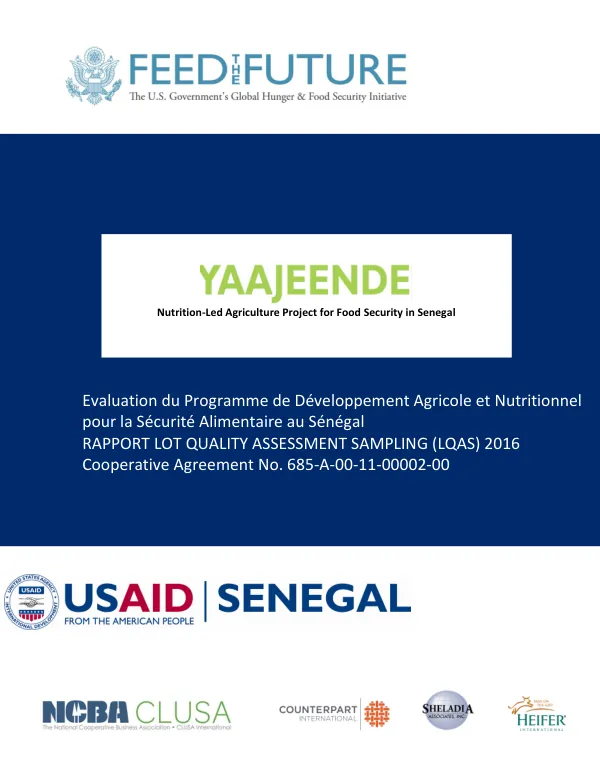 Evaluation du Programme de Développement Agricole et Nutritionnel pour la Sécurité Alimentaire au Sénégal