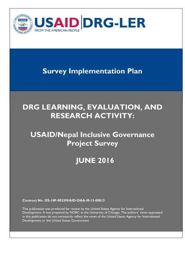 Nepal IGP Survey Implementation Plan