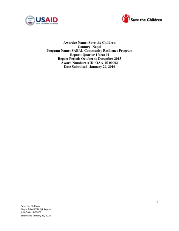 Nepal Sabal FY16 Q1 Report