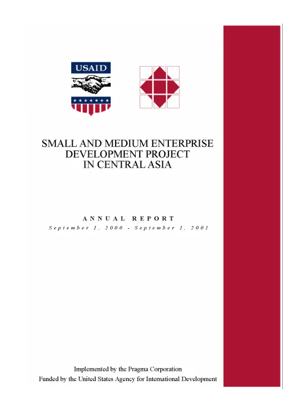Small and medium enterprise development project in Central Asia : annual report, September 1, 2000-September 1, 2001