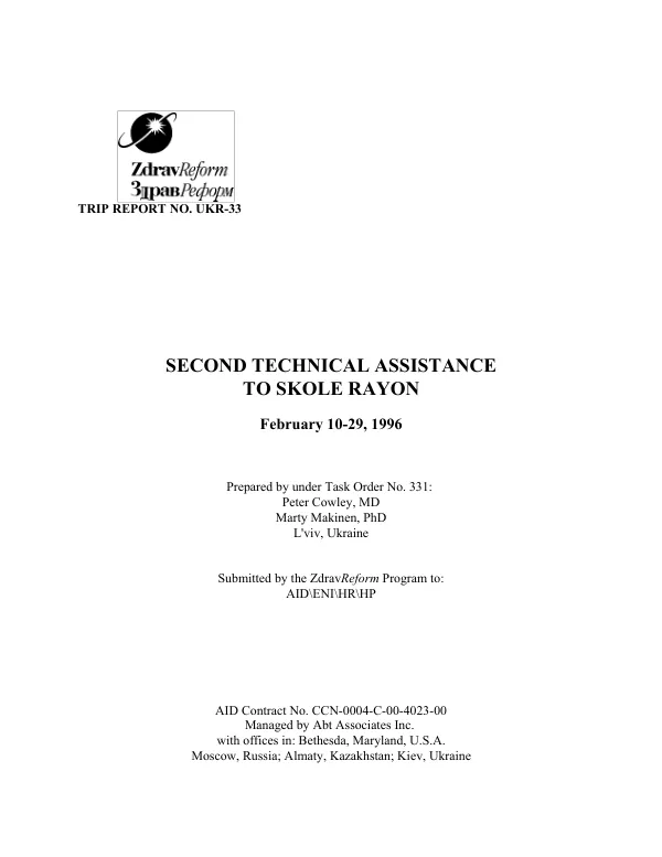 Second Technical Assistance to Skole Rayon