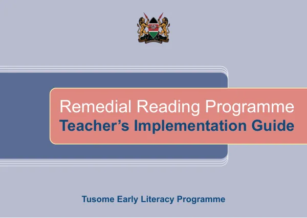 Remedial Reading Programme Teacher’s Implementation Guide