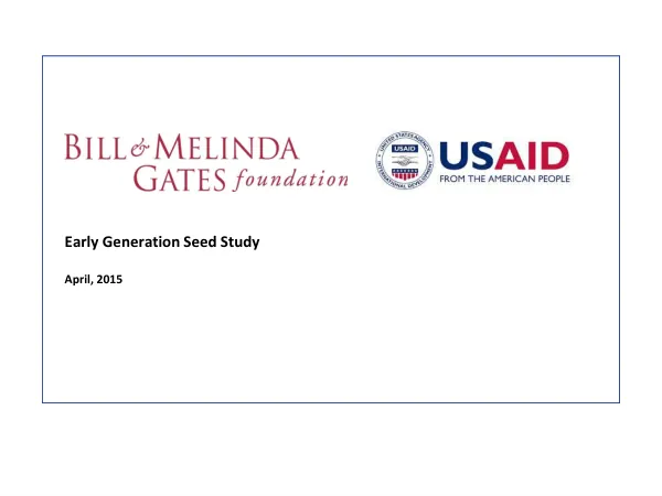 Early Generation Seed Study