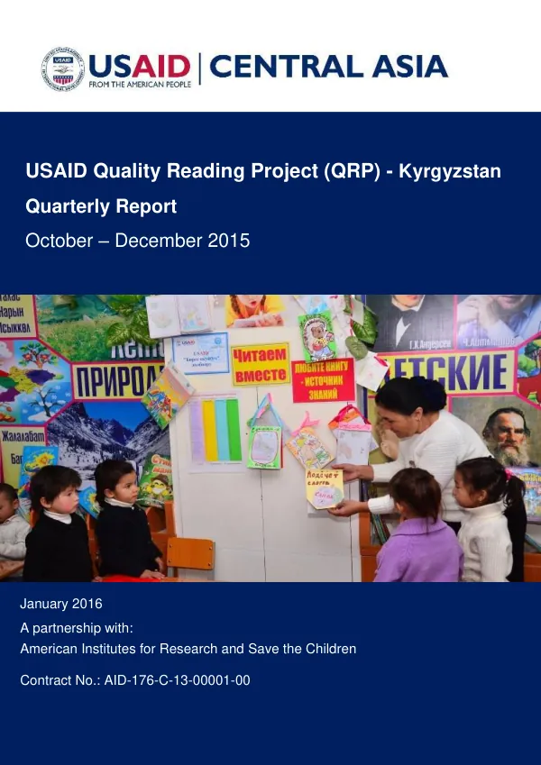 USAID Quality Reading Project – Kyrgyz Republic - Quarterly Report (October – December 2015)