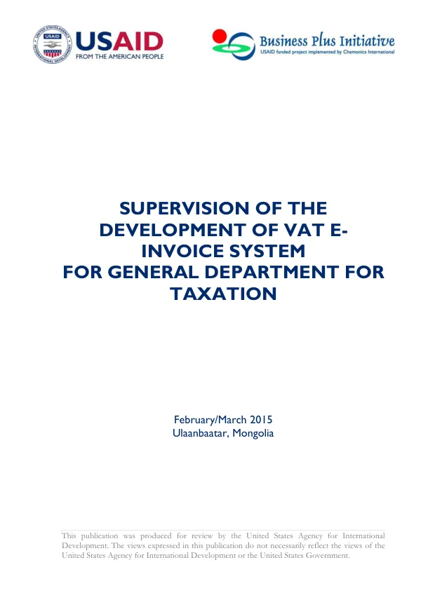Supervision of the Development Of VAT E-Invoice System for General Department for Taxation