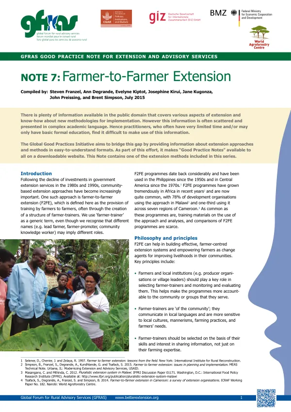 Good Practice Note: Farmer-to-Farmer Extension