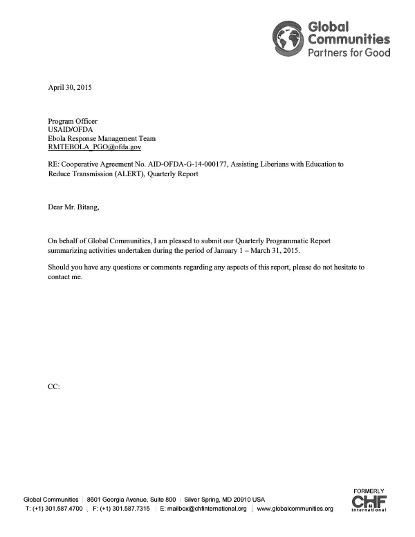 ALERT Quarterly Report (Q1 2015)
