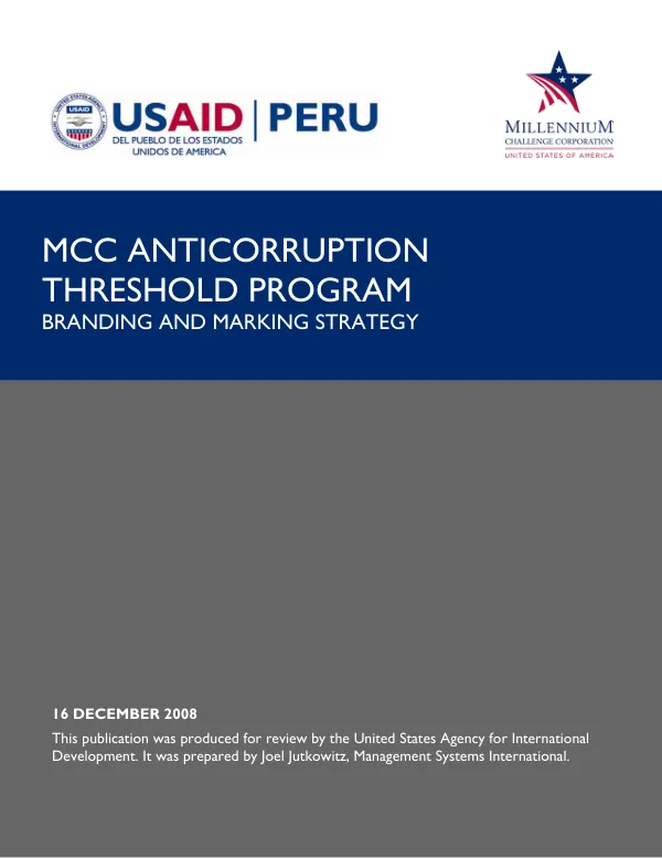 MCC anticorruption threshold program : branding and marking strategy