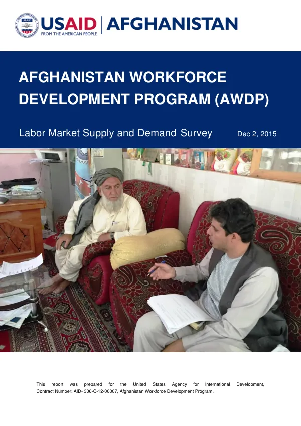 Labor Market Supply and Demand Survey: Afghanistan Workforce Development Program (AWDP)