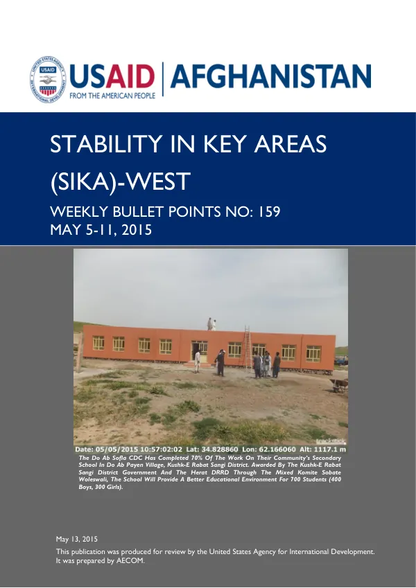 SIKA-WEST WEEKLY BULLET POINTS NO. 159: May 5-11, 2015
