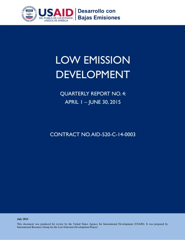 Low Emission Development Quarterly Report No. 4