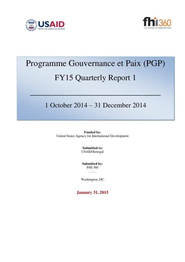 PGP Senegal | Quarterly Program Report