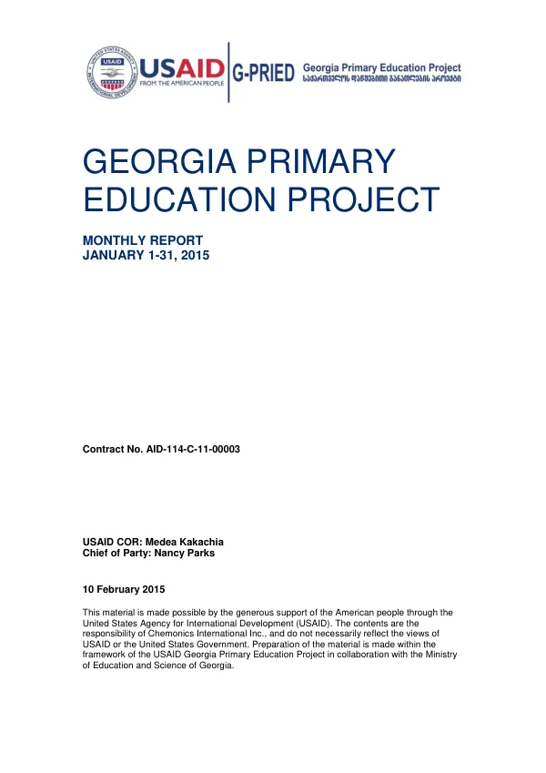 Georgia Primary Education Project: January 2015