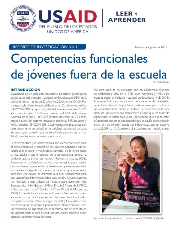 Competencias funcionales de jóvenes fuera de la escuela